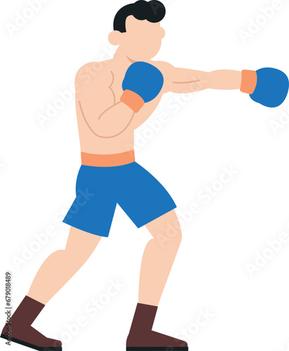 silhouette of a boxer, sportsman boxer fighting in gloves flat vector illustration. Isolated on transparent background © Tracy