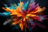 abstract multicolored explosion on a black background. Abstract colorful explosion on Black background by Generative AI