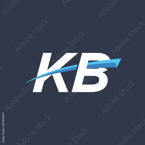 Initial letters KB vector illustrations designs with overlapping swoosh for company logo on black dark blue background.