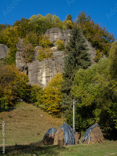 Rocky landscape in Campu lui Neag, near Uricani, Hunedoara, Romania. photo