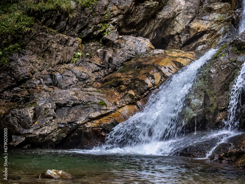 Waterfall in the Maria Valley   Valea Mariii   gorge  Hunedoara county  Romania