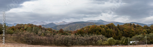 Panoramic image of Retezat Mountains, near Campu lui Neag, Hunedoara,  Romania © paulmalaianu