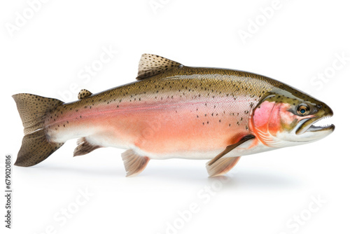 Fresh raw rainbow trout fish on white background