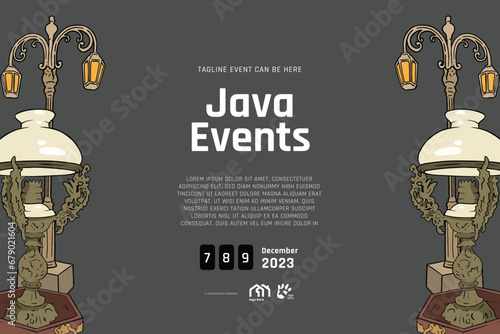 Cultural Event design layout template background with illustration of Solo Central Java Culture