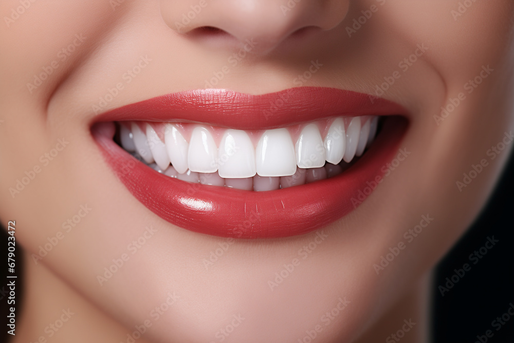 beautiful female smile with snow-white even teeth beautiful female smile with snow-white even teeth