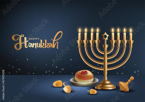 celebrating happy Hannukah festival. creative abstract illustration digital painting.