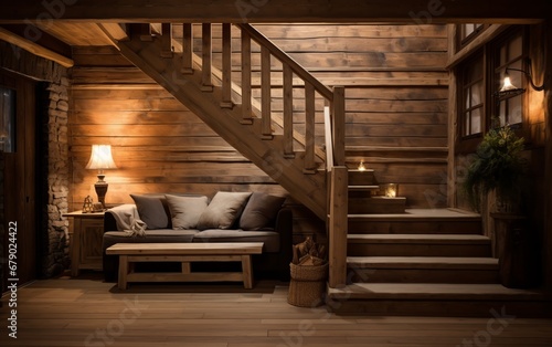 Nice wooden staircase in old building