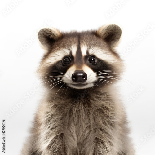 Cute racoon portrait isolated on white background © Cheport