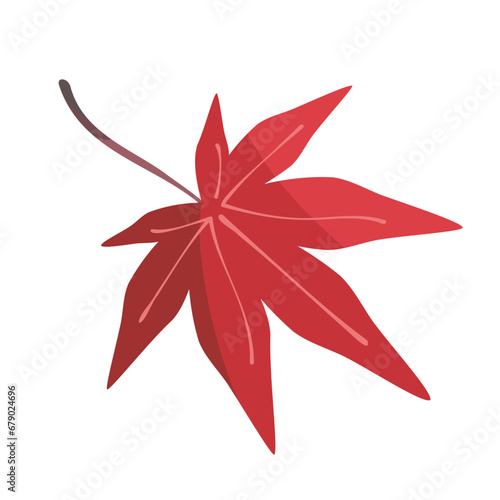 紅葉した真っ赤なモミジのイラスト
