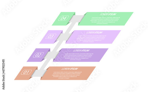 4 stages of development, improvement or training. Infographics with visual action icons for business, finance, project, plan or marketing