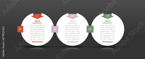 Infographics. 3 stages of achieving the result. Stages of development, development, training, marketing, planning or training. Business strategy with visual icons