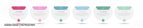 Business Infographics. 6 steps to achieve the result. Stages of development, workflow, marketing or plan. Business strategy with icons. Diagram of the report, statistics and training.