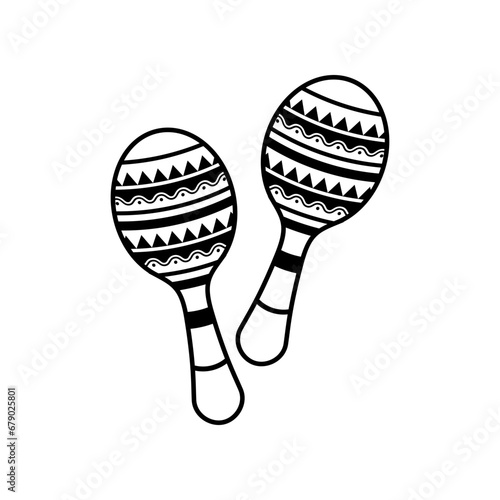 Maracas instrument line icon vector isolated on white background.