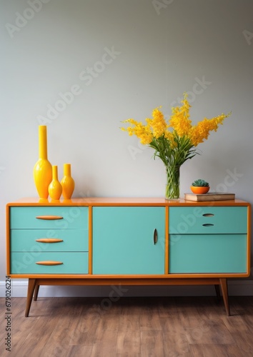 Un mueble estilo boho, con colores llamativos photo
