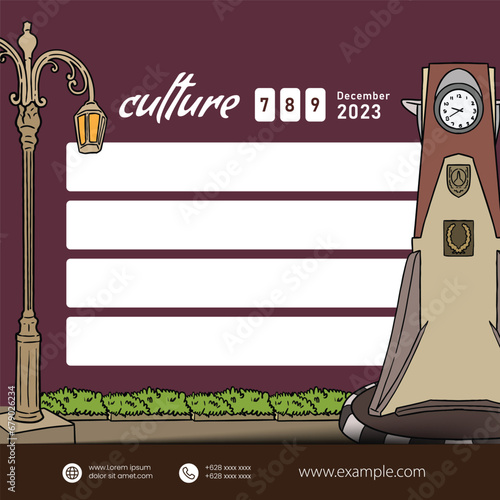 Indonesia Surakarta Central Java design layout idea for social media or event background