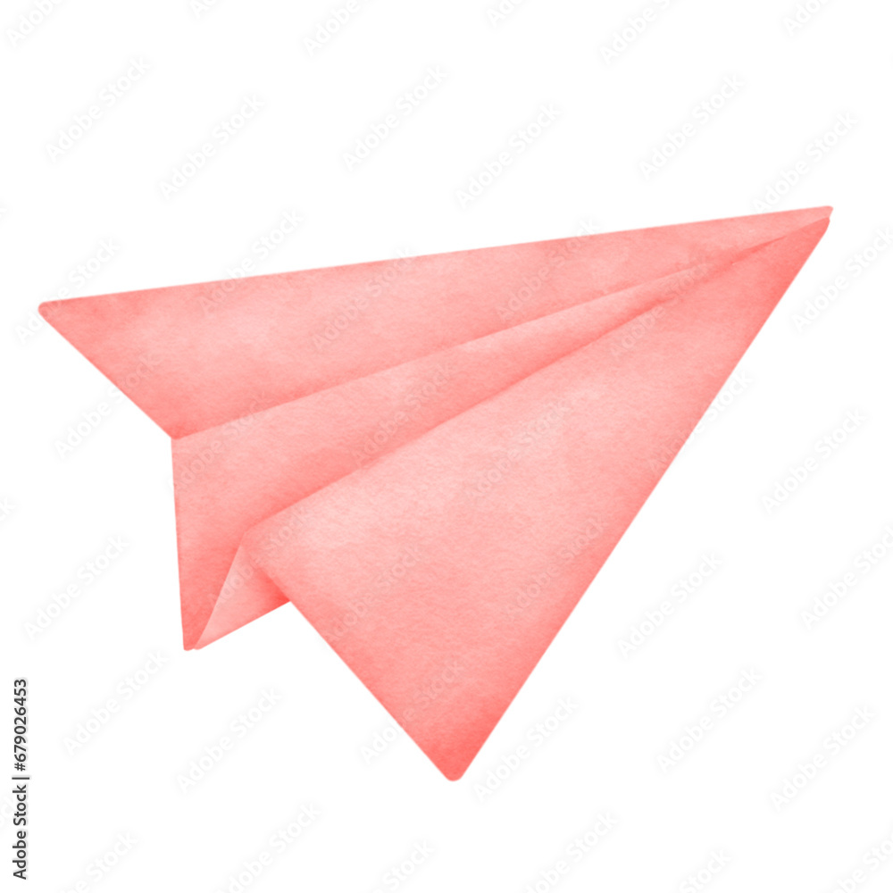 Watercolor style paper airplane drawing Watercolor style paper airplane drawing