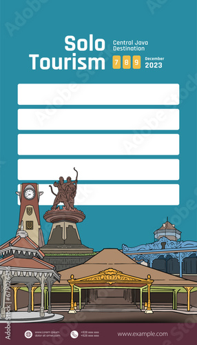 Social Media Post Idea Template with Indonesian illustration of Solo Culture Central Java