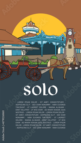 Social Media Post Idea Template with Indonesian illustration of Solo Culture Central Java