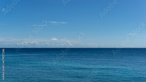  Deep ocean in daylight. Calm and relaxing concept. Seascape from high perspective. Top view of ocean sea water.