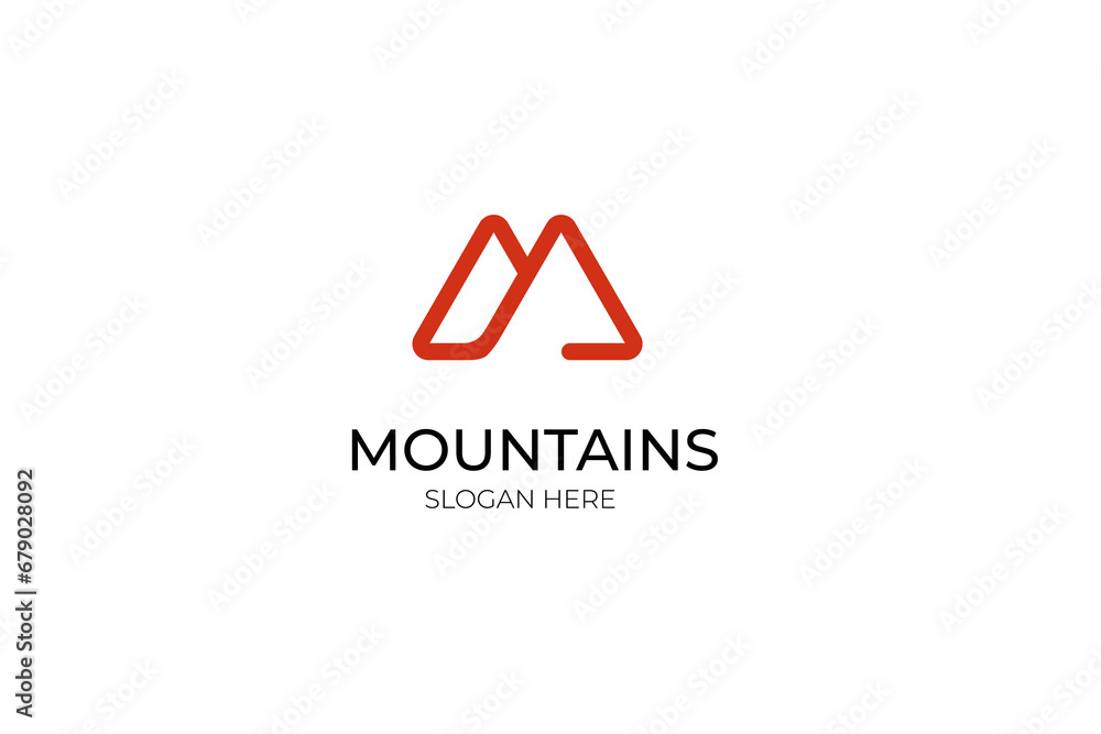 creative mountain logo with abstract initial M logo design collection. creative mountain logo with abstract initial M logo design collection.
