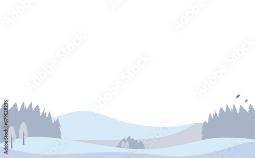 冬の雪山高原の背景フレームベクターイラスト