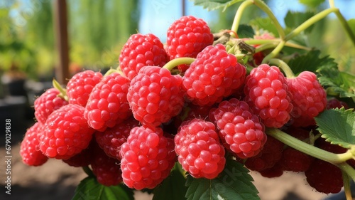 Raspberry close-up with leaf for healthy eating