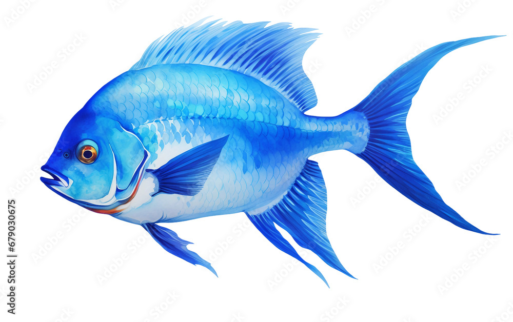 Blue Fish on transparent background