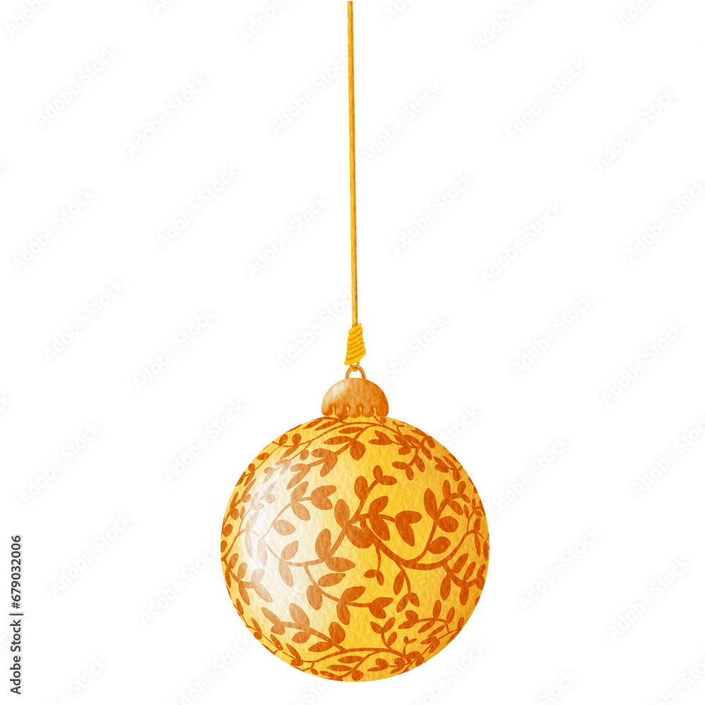 Gold christmas ball watercolor. Gold christmas ball watercolor.