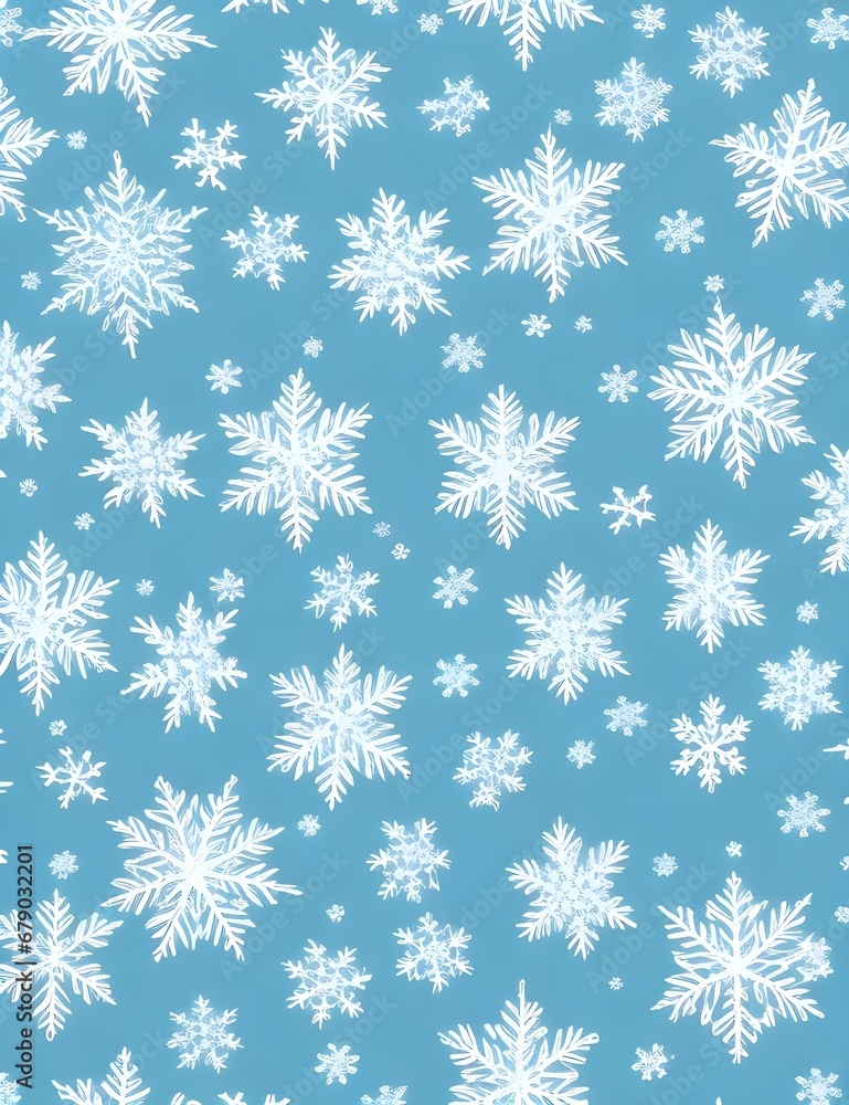 Snowflakes pattern on blue