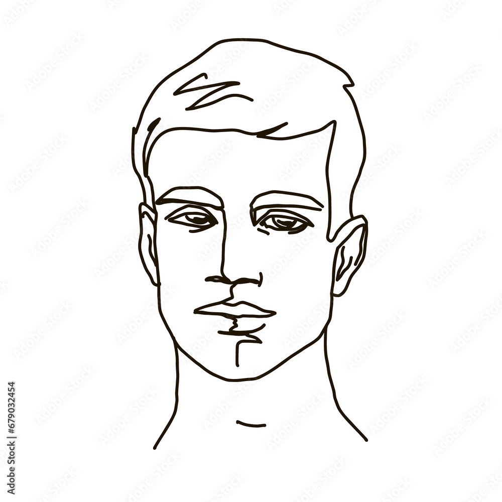  line drawing man face. male linear portrait. Outline man avatar
