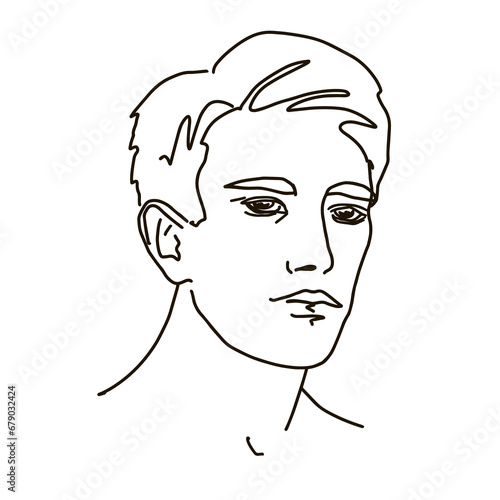  line drawing man face. male linear portrait. Outline man avatar 