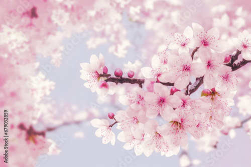 circle sakura flowers on background