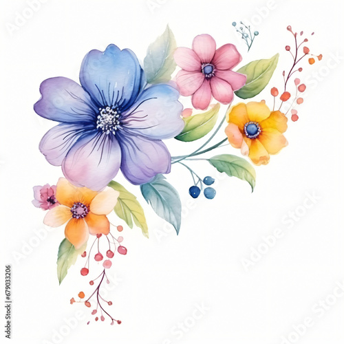 Colorful watercolor flower
