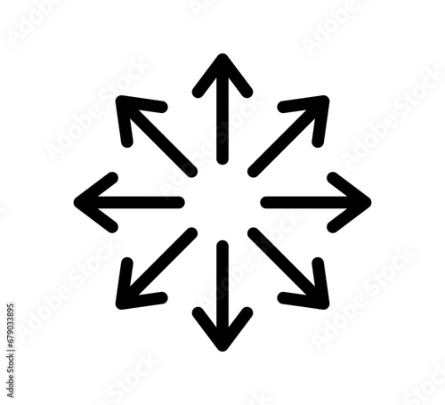 Versatile icon. Multifunction sign. Arrows pointing in different directions. Multipurpose symbol. Multi function line icon. Vector illustration on white background.