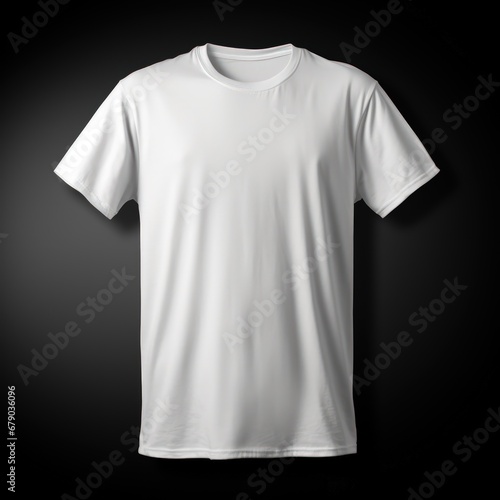 White blank T-shirt template on a black background