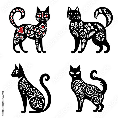 flok cat, folk art, cat svg, cat png, cat illustration, cat vector, cat, animal, vector, silhouette, black, illustration, pet, kitten, cartoon, cats, cute, art, animals, design, domestic, feline, tail