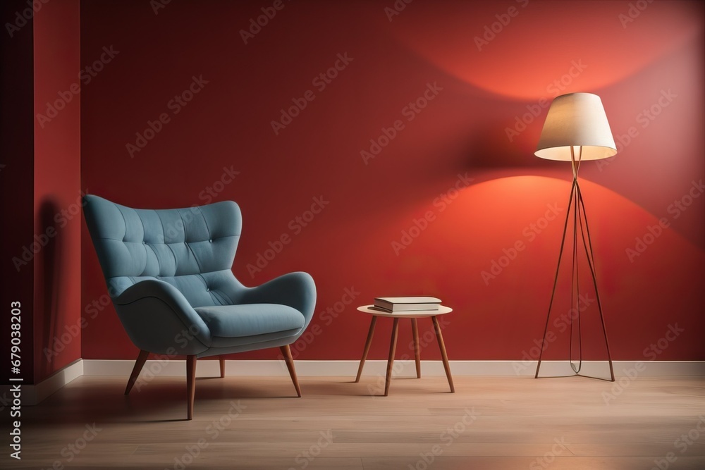 Interior with armchair and floor lamp Interior with armchair and floor lamp