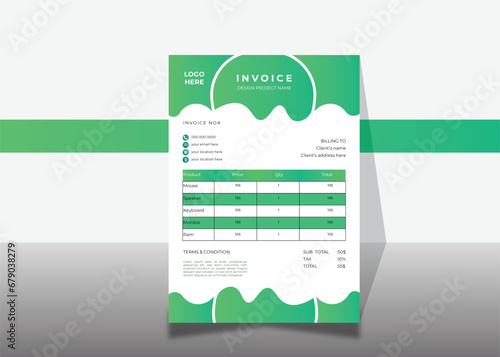 modern creative invoice design with white background color.