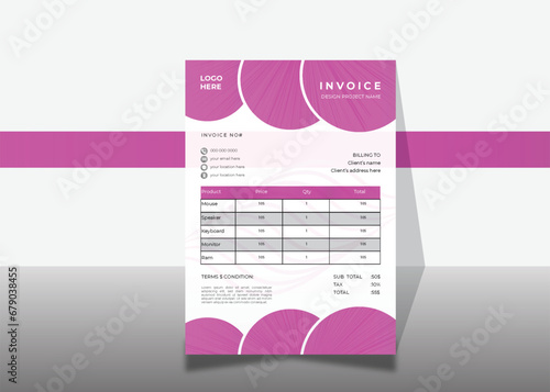 abstract invoice design template with red variation color combinations.
