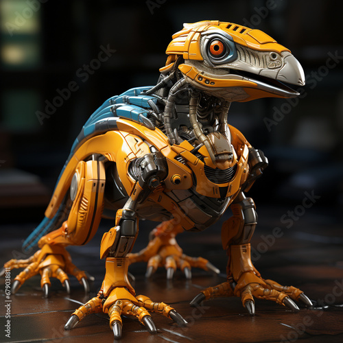 3D cartoon Velociraptor robot