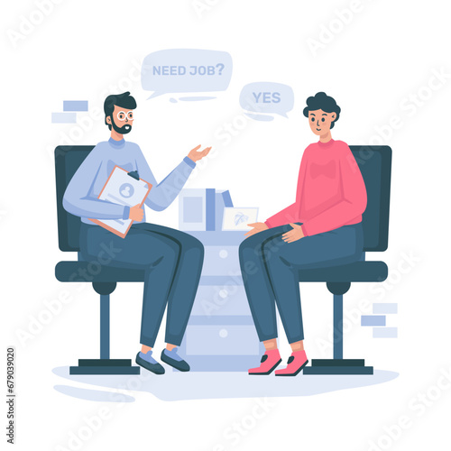 Job applicants are having a job interview vector illustration