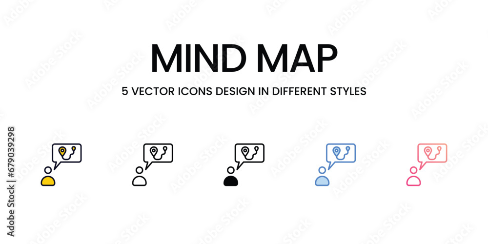 Mind Map Icon Design in Five style with Editable Stroke. Line, Solid, Flat Line, Duo Tone Color, and Color Gradient Line. Suitable for Web Page, Mobile App, UI, UX and GUI design. Mind Map Icon Design in Five style with Editable Stroke. Line, Solid, Flat Line, Duo Tone Color, and Color Gradient Line. Suitable for Web Page, Mobile App, UI, UX and GUI design.