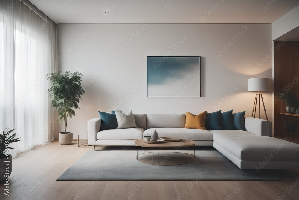 Modern evening interior of living room Modern evening interior of living room
