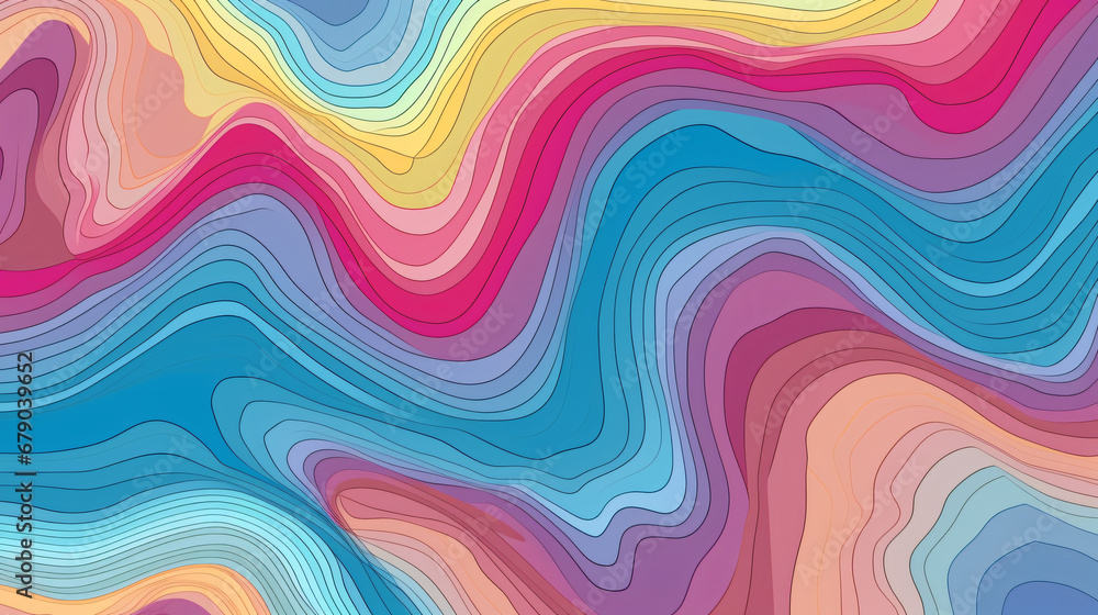 Abstract wavy topographic map., Generative Ai