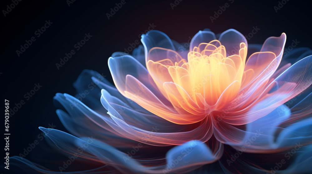 Obraz premium bioluminescent data as a flower, Generative Ai