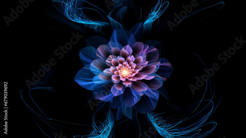 bioluminescent data as a flower, Generative Ai