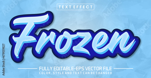 Frozen blue text editable style effect