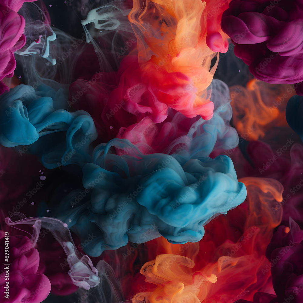 Fototapeta premium seamless abstract colourful paint clouds in water pattern texture