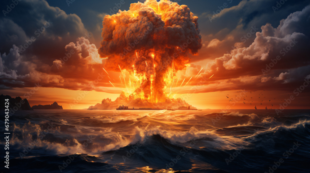 Explosion nuclear bomb in ocean