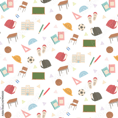 学生生活のアイテムイラストのパターン